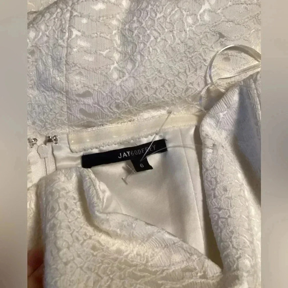 Woman JAY GODFREY white Strapless Bustier Peplum Randolph Dress Sz 6 EUC Bridal - Picture 4 of 5